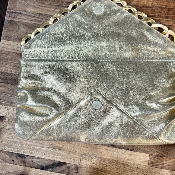 Kenneth Jay Lane Gold Chain Embellished Clutch - Picture 2 of 3